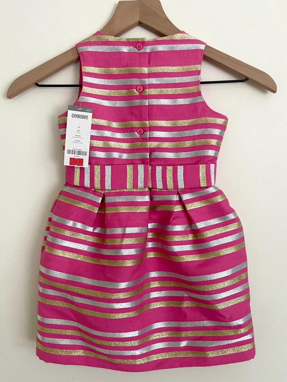 Gymboree Pink Metallic-Striped Bow Dress